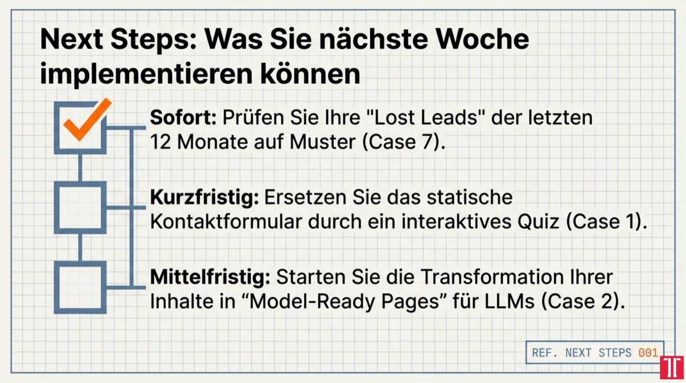 Folie aus dem Vortrag: Next Steps für die kommende Woche