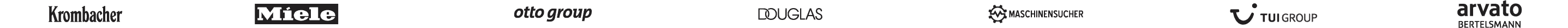 Krombacher, Miele, otto group, DOUGLAS, Maschinensucher, TUI Group, arvato Bertelsmann